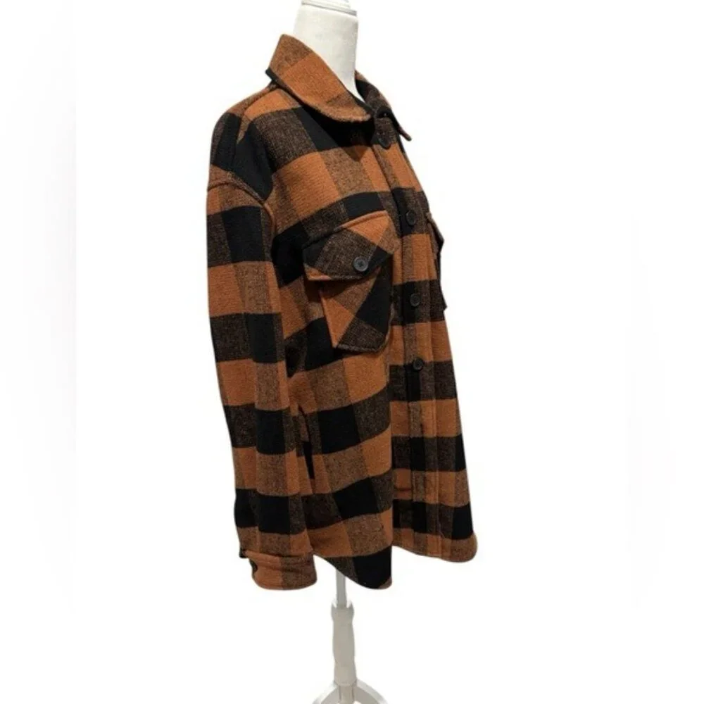 NWT RDI Orange & Black Plaid Jacket XL